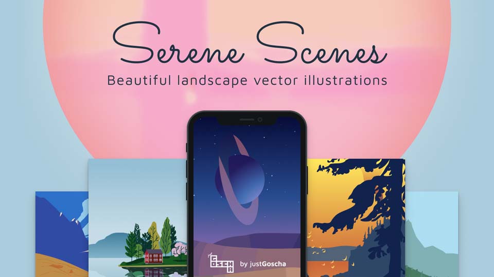 Serene Scenes SVG Illustrations